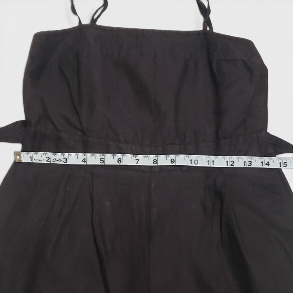 J.Crew Tie Waist Wide Leg Cropped Linen Jumpsuit‎ G6369 Black Size 2 - Picture 11 of 14